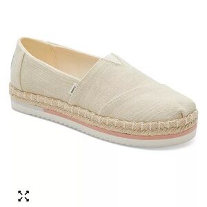 Toms Women's Beige Alpargata Platform Slip-on Shoes